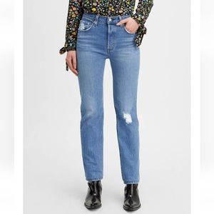 Levi's 501 Original Fit Jeans Straight Leg High Rise Button Fly Distressed Sz 28